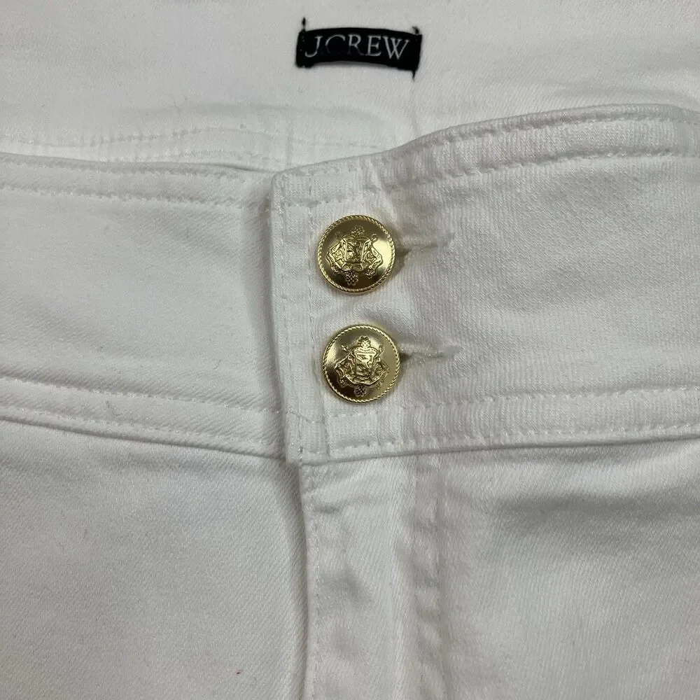 J Crew Shorts Womens 37 Plus White Denim Stacked Button High Rise Stretch CI067